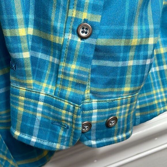 Cabela’s aqua & yellow spring plaid classic button front shirt pockets 2XL - Picture 4 of 12